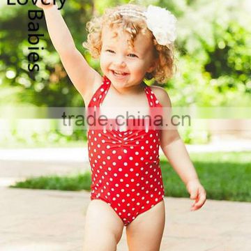 Boutique girl clothing 2016 polka dot fabric kids swimwear