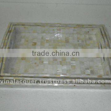 Lacquer Tray, Mother of Pearl Tray, Square Tray photo-1