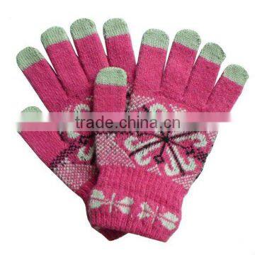 2014 New fahisons custom magic warm lady's knit smart Touch Screen Gloves