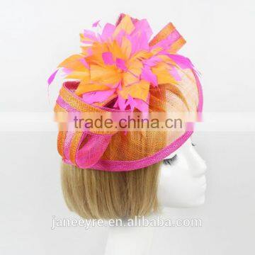 Elegant Sinamay Fabric Fascinator Feather Bridal Headpiece Wholesale photo-2