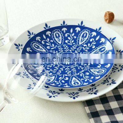 Jingdezhen Ceramic Tableware Set Household Blue and White Blue Color Western Steak Plate