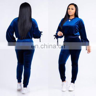 Wholesale Customized Women's Suits European and American Women's Long-sleeved T-shirt Tight Trousers Casual Suit photo-4