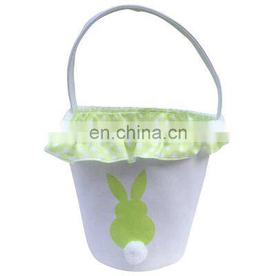 Wholesale 2022 Easter Decoration Gift Toy Bunny Bucket Lovely 100% Canvas Kids Easter Egg Basket With Rabbit Tail And Ears