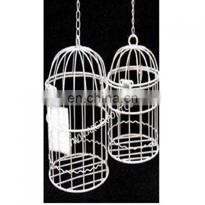 white coloure finiahed metal bird cage candle holder