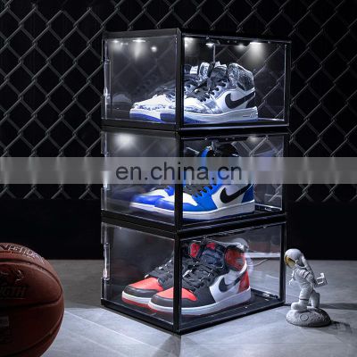 Wholesale Clear Customized Shoe Box With Custom Logo Display Case  Led Shoe Storage Box With Light Acrylic Shoebox