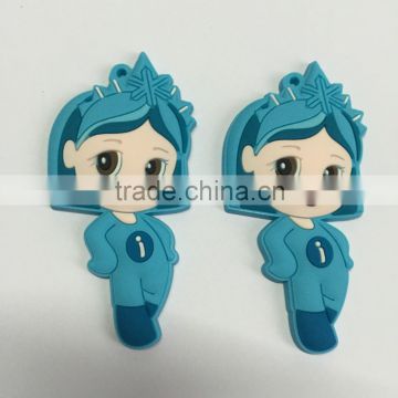 Ballerina Carton Character Soft Pvc Keychain/3D debossed logo full color keychain