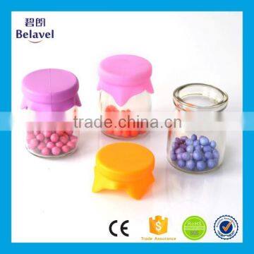 Hot sale 100ml clear glass pudding bottle with silicone cap