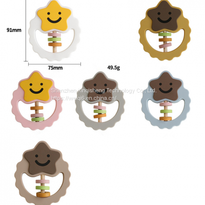 Star Silicone Baby Teether Food Grade Silicone Teething Ring Baby Teething Pendant photo-3