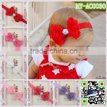 Many rows of rose flower bow traditional hair accessories baby elastic hairband headband MY-AC0030