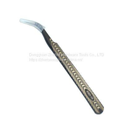 Tweezers Black Hardened Stainless Steel Straight Tip Tweezers Straight Tip Curved Tip Repair Tool Tweezers With Texture No. 15 Tweezers photo-3