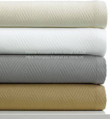 Woven Woolen cellular cotton  Hotel Blanket