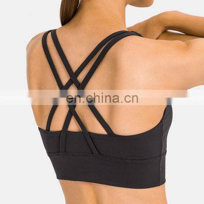 2024 New Best Energy Longline Sports Bra Gym Athletic Fitness Clothing Padded Sexy High Strength Strappy Womens Yoga Bra