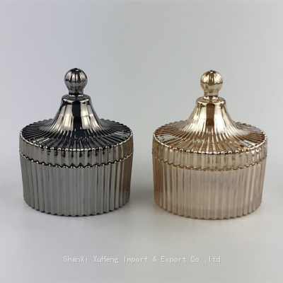 New Luxury 6 oz Electroplating Gold Silver Rose Gold Colorful Carousel Glass Candle Jar photo-3