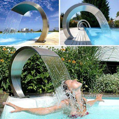 Outdoor Pool Fountain Stainless Steel Pool Accent Fountain Pond Garden Swimming Pool Waterfall Feature Decorative photo-2