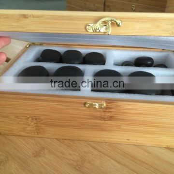 deluxe hot stone massage set with bamboo box(36pcs set)