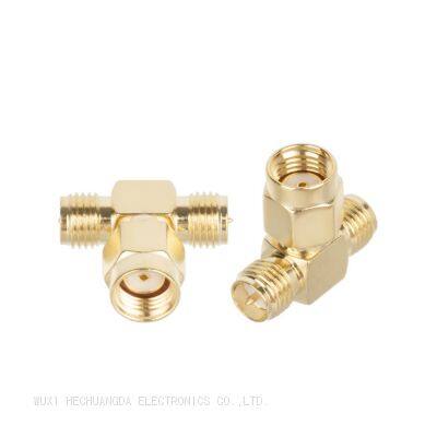 Manufacturer T Type SMA-JKK SMA Female Plug to 2 Dual SMA Male Pins RF Coax Adapter Connector photo-3