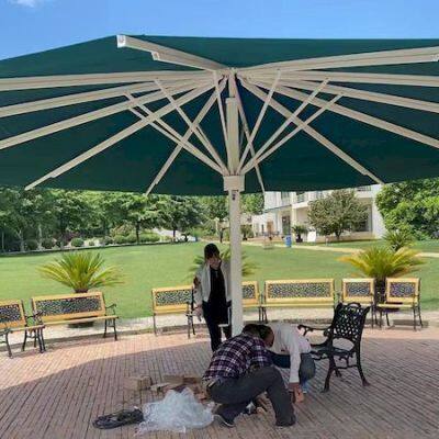 6m diameter extra large parasol outdoor leisure large center column garden umbrella with LED light large sun umbrella