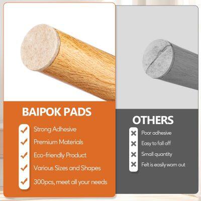 Premium Furniture Felt Pads (Beige), Self Adhesive Anti Scratch Floor Protector for Furniture Legs Hardwood With 60 Cabinet Door Bumpers photo-3
