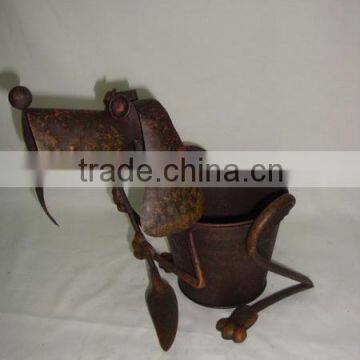 Wrought Iron Dog Flower Pot Garden Animals