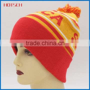 100% acrylic fashion custom red knit pom beanie