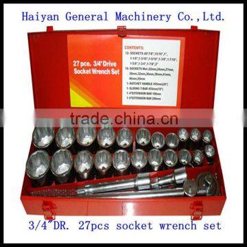 3/4"DR 27pcs hand tool carbon steel chrome plated socket wrench set