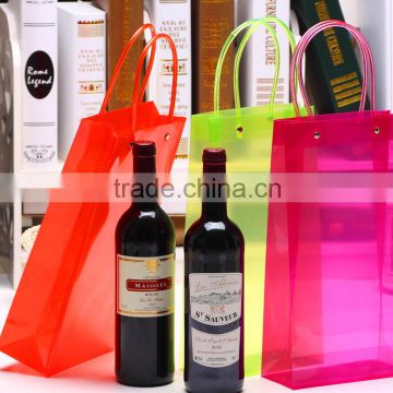 Fashion design and Hot selling PVC Plastic with side gusset and square bottom portable red wine cooler bag factory supply