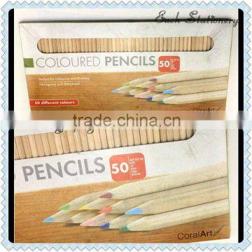 7" HB natural wooden coloring pencils in wooden box case