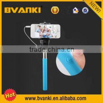 Factory Good Quality 2015 zoom fashion selfie stick Cellphone wired Selfie Stick Remote with Cable