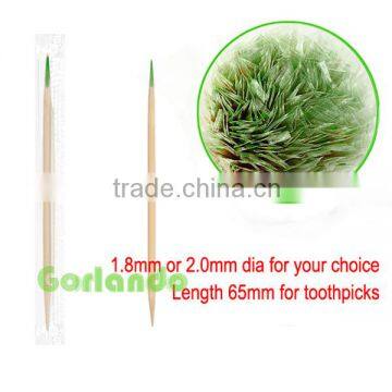 2.0x65mm cello wrap mint wooden toothpicks