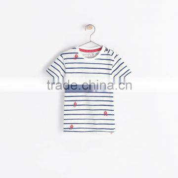 Little boys cotton simple design striped T-shirt