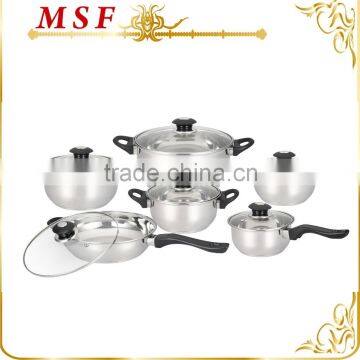 MSF-3020-Green 12pcs Stianless Steel Cookware Set Cheapest Cookware for Promotion at Holidays Four Colors for Your Choose