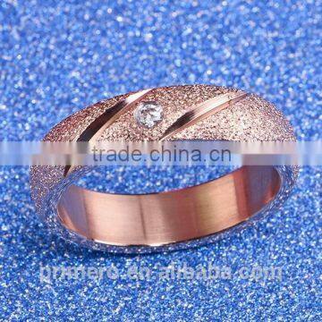 Hot Sale Jewelry Matte Texture 18k Rose Gold Plated Stainless Steel Single Stone Ring Designs photo-6
