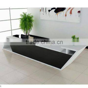 Diamond-shape black reception desk QT3900 for hotel
