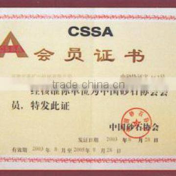 Member of sandstone Association certificate