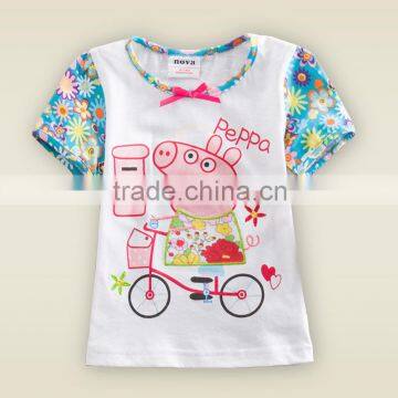 Wholesale Children Cotton Summer T Shirt, round neck kids girls t shirt