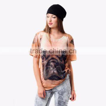Top Selling Low MOQ Custom Wholesale Fashion Plus Size Pug Printed T-shirt for Ladies Fashion Wear Quality Choice photo-3