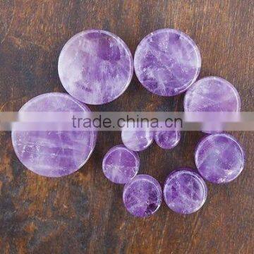 Organic Stone Tunnel Flesh Ear Natural Amethyst Stone Ear Plugs Gauge