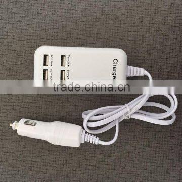 4 port multi USB interface on-board charger 4A output usb car charger with cable for phone tablet