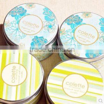 small metal wholesale candle tin box with pour spout lid,christmas candle tin box