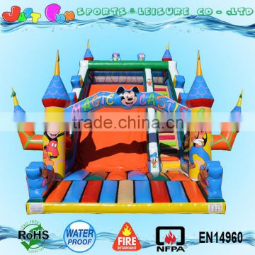 giant inflatable mickey slide for children, magic castle slide, kids slide games for sale