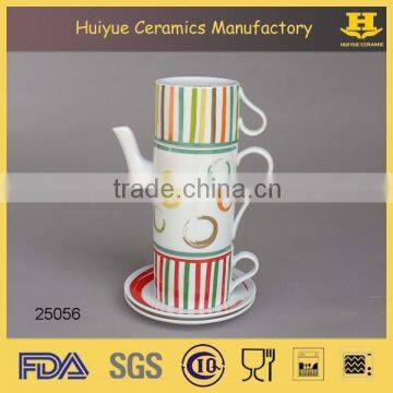 tea set for two, ceramic tea set, tea set with decal printing, new design tea set