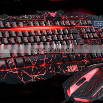 2015 hot sell Wired Backlit keyboard and mouse combo for Gaming