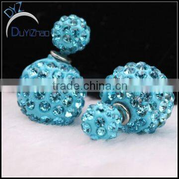 pearl colorful double shamballa ball stud earrings