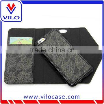 Detachable magnetic 2 in 1 flip case with card slot for Iphone 6