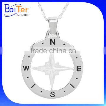 Custom 925 Sterling Silver Nautical Compass Pendant Necklace Pendant