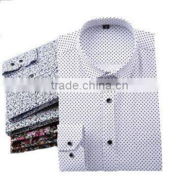 fancy design mens long sleeve contrast collar cotton polyester dress shirt blue