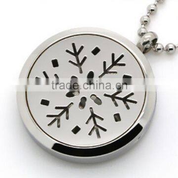 2016 Latest Round Silver "Frozen" Inspired Snowflake Aromatherapy Essential Oils Diffuser Locket Necklace Pendant