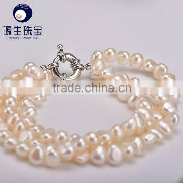 7-8mm wholesale pearl bracelet silver plated New design for Girls