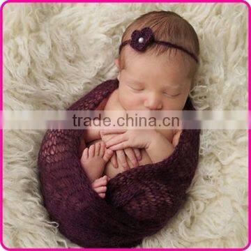 newborn photo props crochet mohair wrap with knitted headband