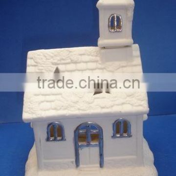 ceramic Christmas house candle holder